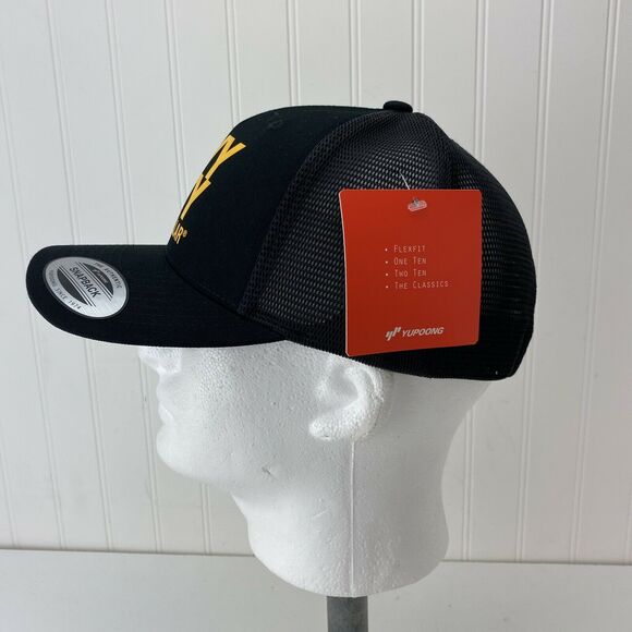 CAT Diesel Black Trucker Mesh Snapback Hat Yellow Vinyl HVY DTY Logo Heavy Duty - Picture 2 of 6